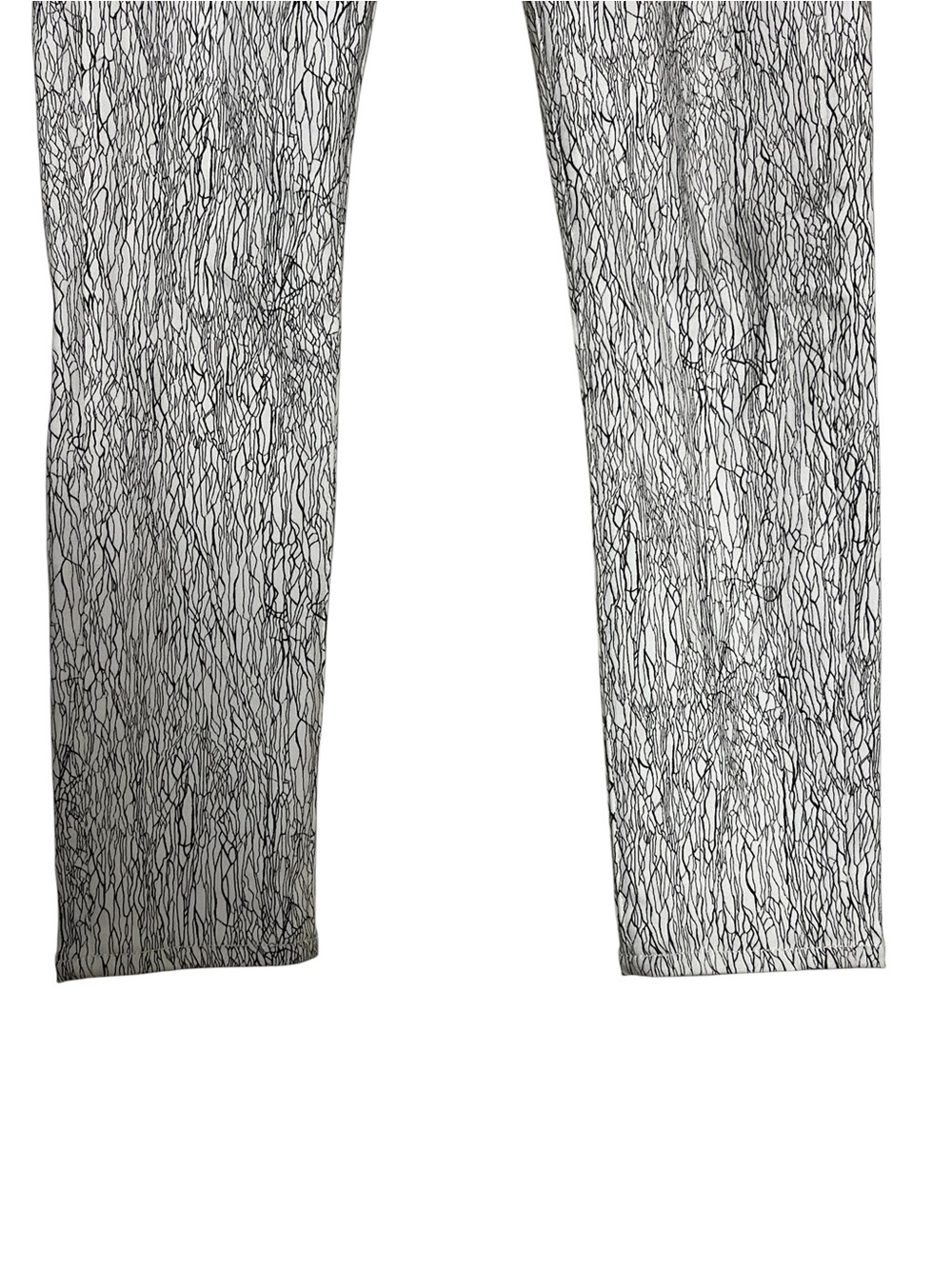 Helmut Lang Abstract Crackle Print Pull-On Slim Pants Stovepipe Black White 26 - Picture 4 of 14